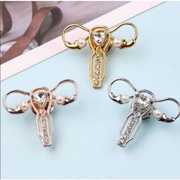 Female Reproductive Pin -Silver - Picture 9 of 9